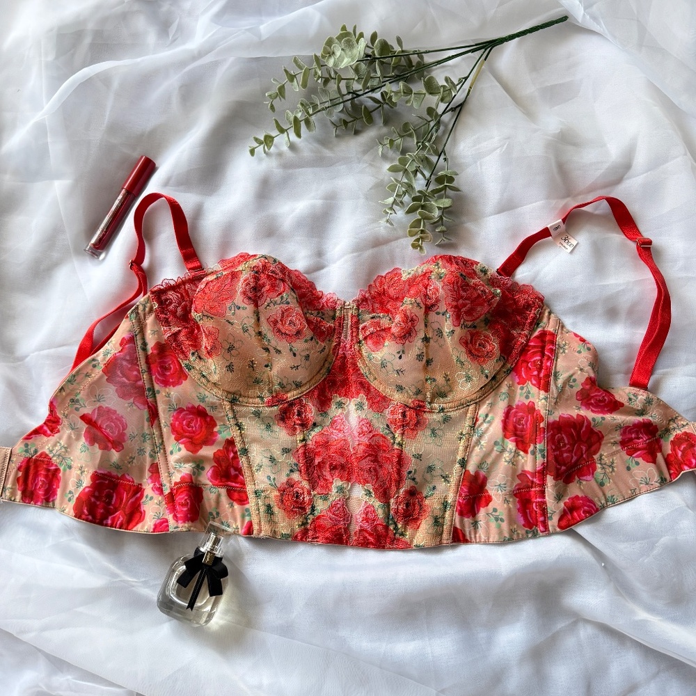 Victoria’s Secret Dream Angels Strapless Corset Top | 36DD | Floral Embroidery | - Picture 5 of 13